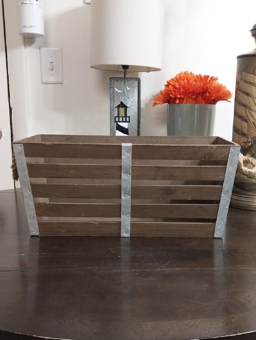 Rustic Wooden Slatted Planter Box/Storage  - Brown